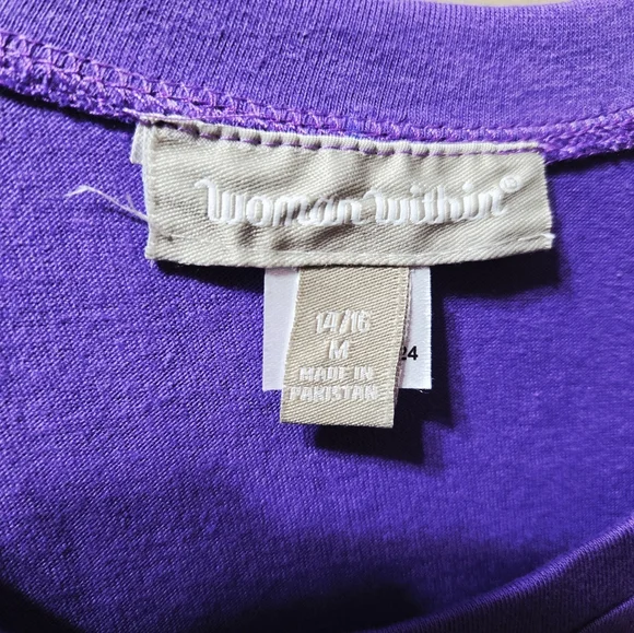 Woman Within Purple Crewneck Short Sleeve Tee Dress W/ Pockets NWT - Picture 3 of 5